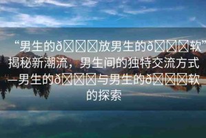 “男生的??放男生的??軟”揭秘新潮流，男生間的獨特交流方式—男生的??與男生的??軟的探索