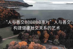“人與善交BBBBBB毛片”人與善交，構(gòu)建健康社交關(guān)系的藝術(shù)