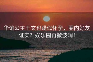 華誼公主王文也疑似懷孕，圈內(nèi)好友證實？娛樂圈再掀波瀾！