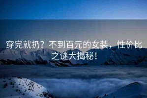 穿完就扔？不到百元的女裝，性價比之謎大揭秘！