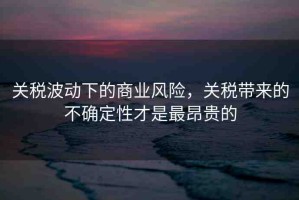 關(guān)稅波動(dòng)下的商業(yè)風(fēng)險(xiǎn)，關(guān)稅帶來(lái)的不確定性才是最昂貴的