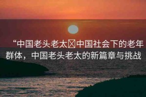 “中國老頭老太?中國社會下的老年群體，中國老頭老太的新篇章與挑戰(zhàn)