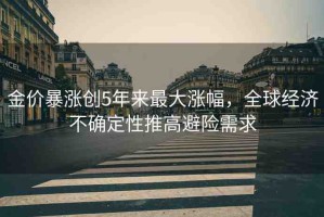 金價暴漲創(chuàng)5年來最大漲幅，全球經(jīng)濟不確定性推高避險需求