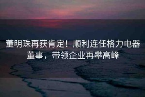 董明珠再獲肯定！順利連任格力電器董事，帶領(lǐng)企業(yè)再攀高峰
