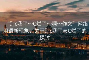 “別c我了～C爛了～啊～作文”網(wǎng)絡(luò)用語新現(xiàn)象，關(guān)于別c我了與C爛了的探討