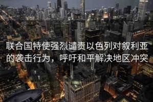 聯(lián)合國(guó)特使強(qiáng)烈譴責(zé)以色列對(duì)敘利亞的襲擊行為，呼吁和平解決地區(qū)沖突