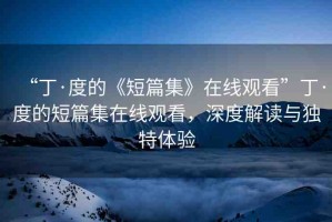 “丁·度的《短篇集》在線(xiàn)觀看”丁·度的短篇集在線(xiàn)觀看，深度解讀與獨(dú)特體驗(yàn)