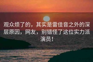 觀眾煩了的，其實是雷佳音之外的深層原因，網(wǎng)友，別錯怪了這位實力派演員！