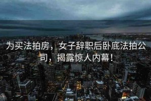 為買法拍房，女子辭職后臥底法拍公司，揭露驚人內(nèi)幕！