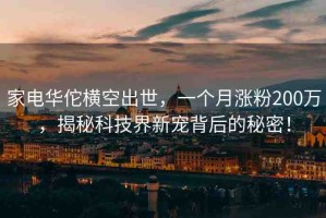 家電華佗橫空出世，一個(gè)月漲粉200萬(wàn)，揭秘科技界新寵背后的秘密！