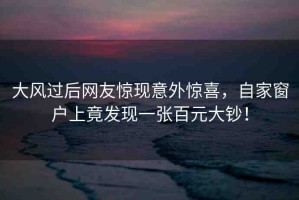 大風過后網(wǎng)友驚現(xiàn)意外驚喜，自家窗戶上竟發(fā)現(xiàn)一張百元大鈔！