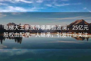 電梯大王家族傳承再掀波瀾，25億元股權(quán)由配偶一人繼承，引發(fā)行業(yè)關(guān)注