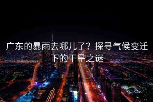 廣東的暴雨去哪兒了？探尋氣候變遷下的干旱之謎