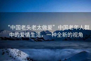 “中國老頭老太做爰”中國老年人群中的愛情生活，一種全新的視角