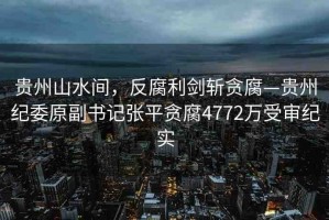 貴州山水間，反腐利劍斬貪腐—貴州紀(jì)委原副書記張平貪腐4772萬受審紀(jì)實(shí)