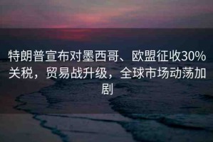 特朗普宣布對墨西哥、歐盟征收30%關(guān)稅，貿(mào)易戰(zhàn)升級，全球市場動蕩加劇