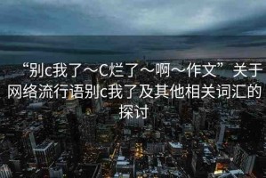 “別c我了～C爛了～啊～作文”關(guān)于網(wǎng)絡(luò)流行語別c我了及其他相關(guān)詞匯的探討