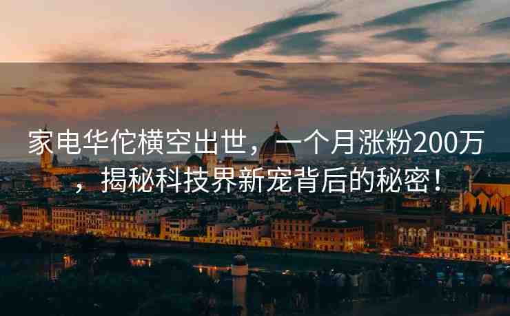 家電華佗橫空出世，一個月漲粉200萬，揭秘科技界新寵背后的秘密！