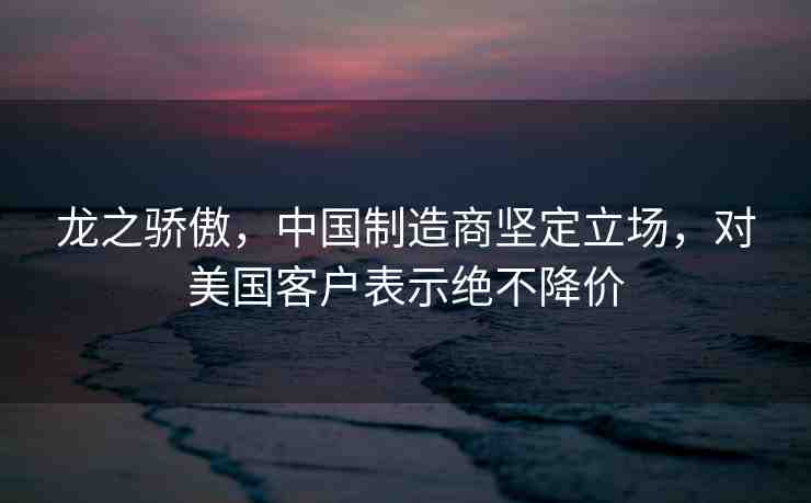 龍之驕傲，中國制造商堅定立場，對美國客戶表示絕不降價