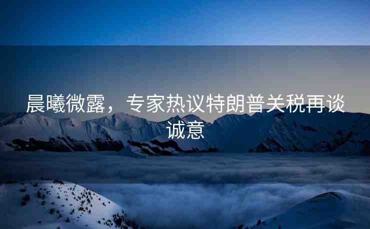 晨曦微露，專家熱議特朗普關(guān)稅再談?wù)\意