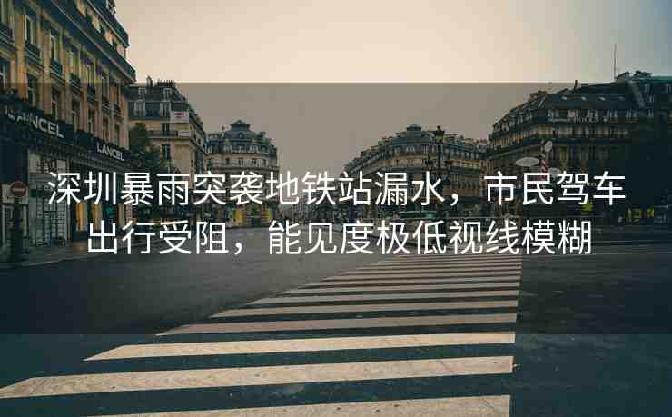 深圳暴雨突襲地鐵站漏水，市民駕車出行受阻，能見度極低視線模糊