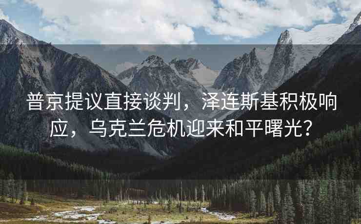 普京提議直接談判，澤連斯基積極響應(yīng)，烏克蘭危機迎來和平曙光？