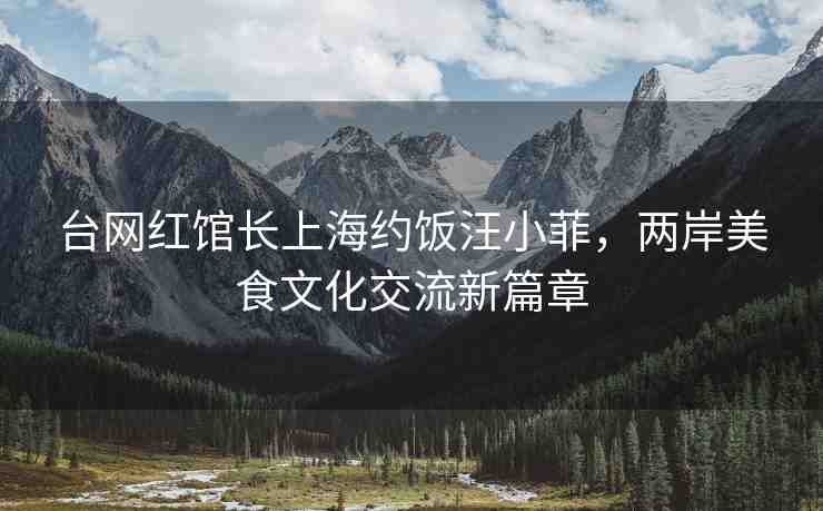 臺(tái)網(wǎng)紅館長(zhǎng)上海約飯汪小菲，兩岸美食文化交流新篇章