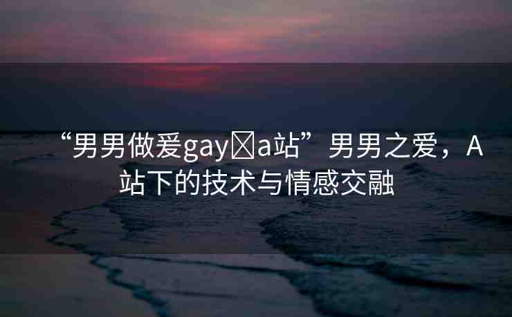 “男男做爰gay?a站”男男之愛，A站下的技術(shù)與情感交融