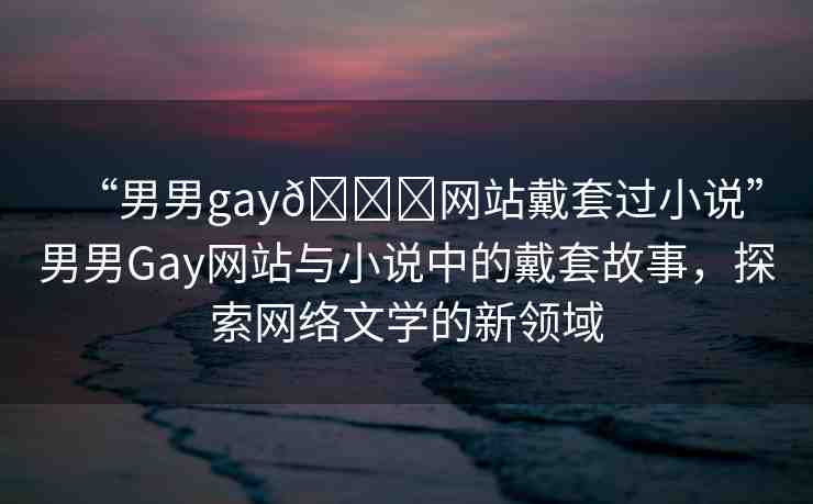“男男g(shù)ay??網(wǎng)站戴套過小說”男男Gay網(wǎng)站與小說中的戴套故事，探索網(wǎng)絡(luò)文學(xué)的新領(lǐng)域