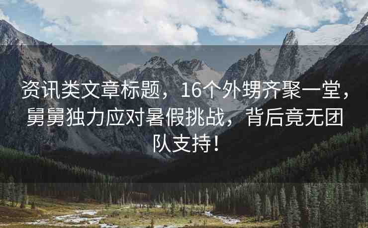 資訊類文章標(biāo)題，16個(gè)外甥齊聚一堂，舅舅獨(dú)力應(yīng)對(duì)暑假挑戰(zhàn)，背后竟無(wú)團(tuán)隊(duì)支持！
