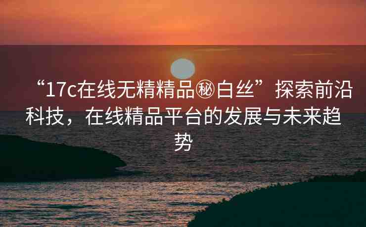 “17c在線無精精品秘白絲”探索前沿科技，在線精品平臺的發(fā)展與未來趨勢