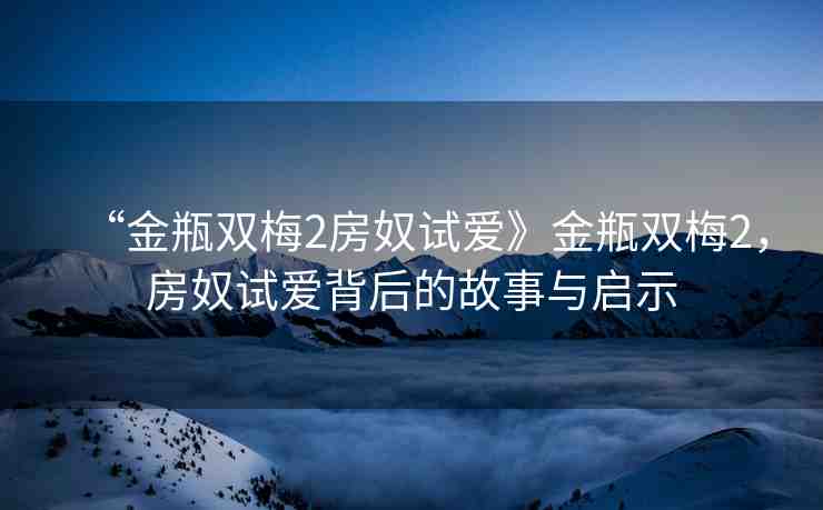 “金瓶雙梅2房奴試愛》金瓶雙梅2，房奴試愛背后的故事與啟示