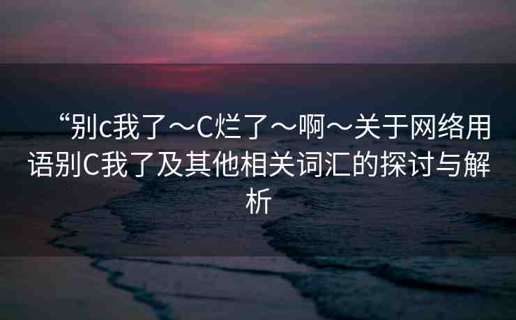 “別c我了～C爛了～啊～關(guān)于網(wǎng)絡(luò)用語(yǔ)別C我了及其他相關(guān)詞匯的探討與解析