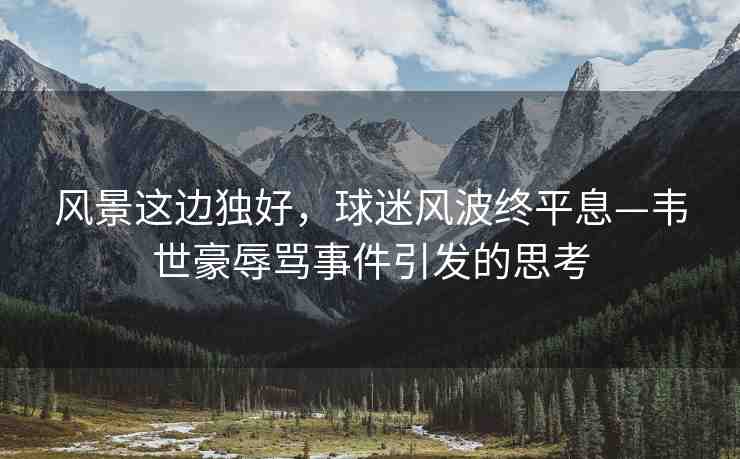 風(fēng)景這邊獨(dú)好，球迷風(fēng)波終平息—韋世豪辱罵事件引發(fā)的思考
