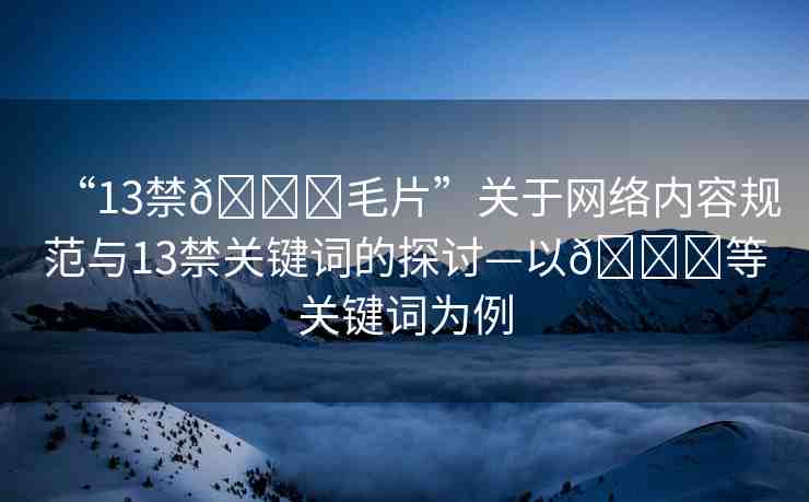 “13禁??毛片”關于網(wǎng)絡內容規(guī)范與13禁關鍵詞的探討—以??等關鍵詞為例