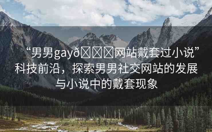 “男男g(shù)ay??網(wǎng)站戴套過小說”科技前沿，探索男男社交網(wǎng)站的發(fā)展與小說中的戴套現(xiàn)象