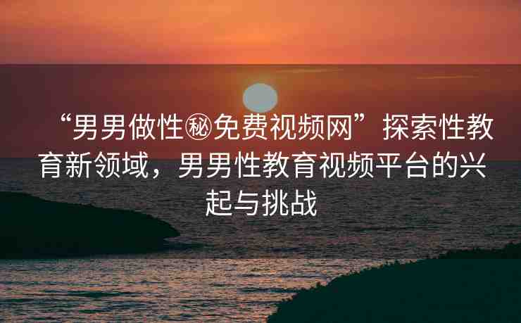 “男男做性秘免費(fèi)視頻網(wǎng)”探索性教育新領(lǐng)域，男男性教育視頻平臺(tái)的興起與挑戰(zhàn)