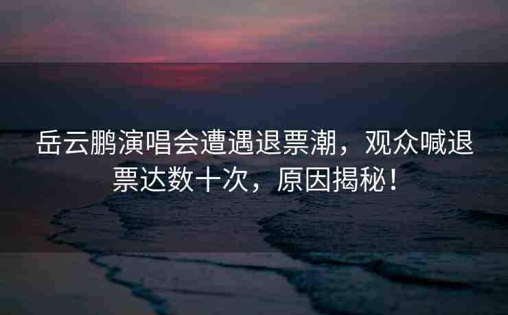 岳云鵬演唱會(huì)遭遇退票潮，觀眾喊退票達(dá)數(shù)十次，原因揭秘！