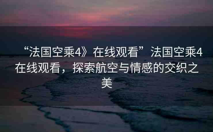 “法國(guó)空乘4》在線觀看”法國(guó)空乘4在線觀看，探索航空與情感的交織之美